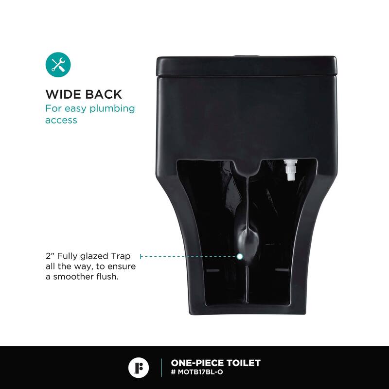 Fine Fixtures Dual-Flush One-Piece Toilet With High-Efficiency Flush, 12" Rough-in, Elongated bowl