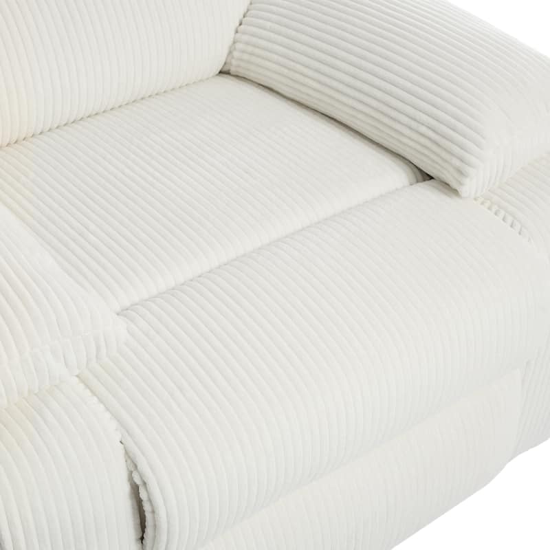 2 Set Corduroy Manual Recliner Glider Club Chair with Footrest