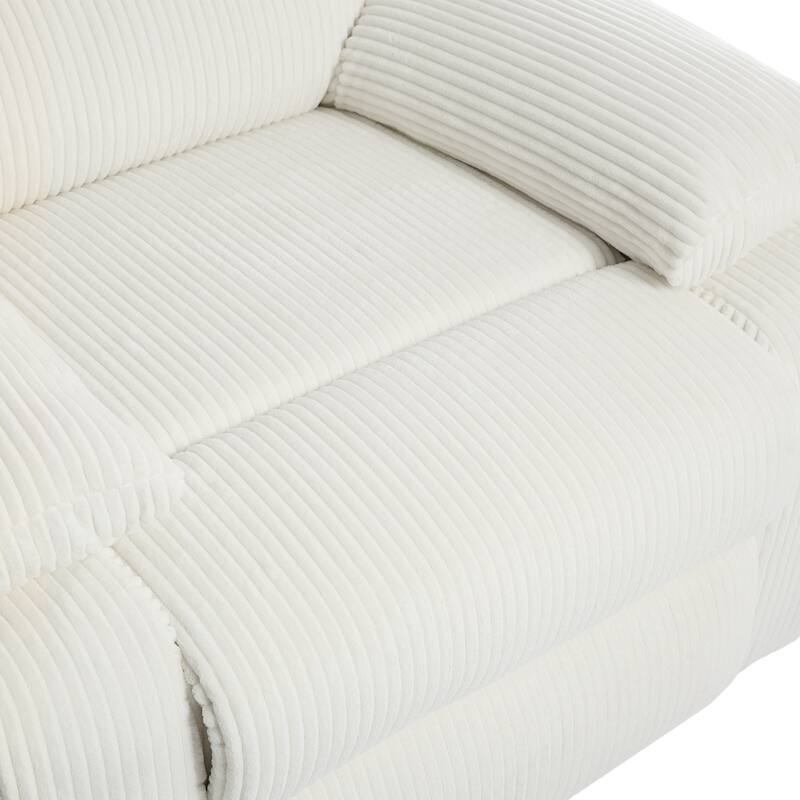 Overstuffed Cotton Corduroy Manual Pushback Recliner with Wide Armrest