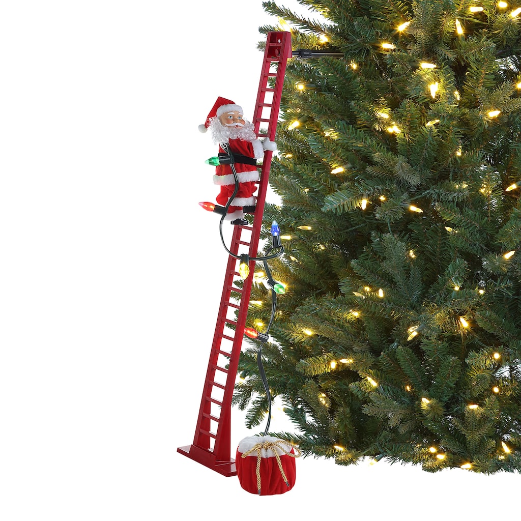 43" Animated Super Climbing Sculpted White Santa