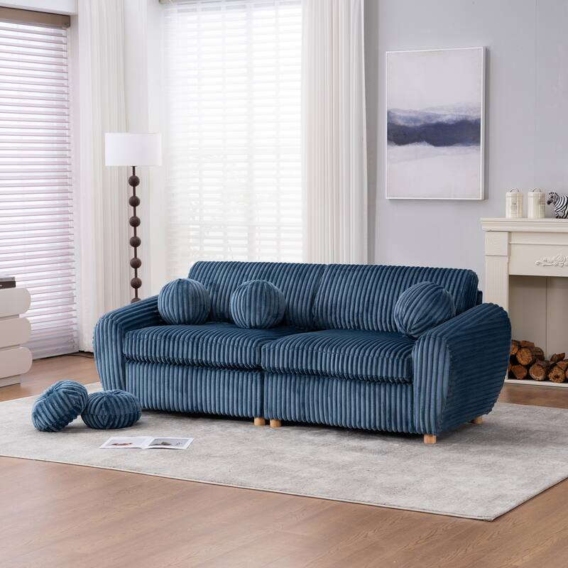 Upholstered Loveseat Sofa Chair with Golden Metal Legs
