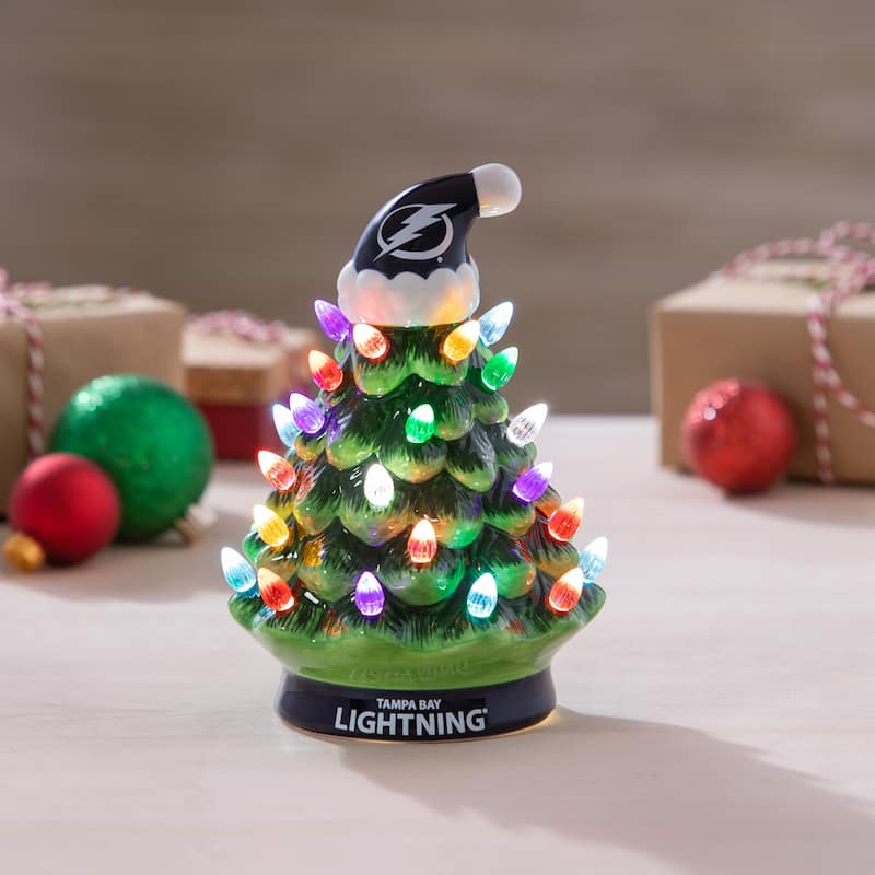 8" LED Ceramic Tabletop Christmas Tree, Tampa Bay Lightning