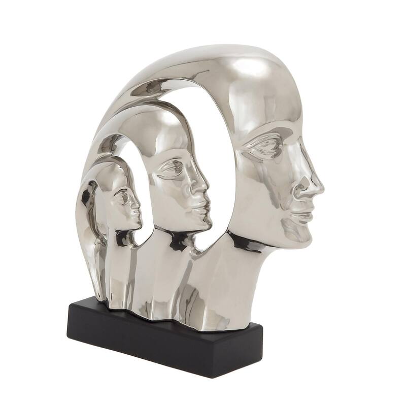 Porcelain Ceramic Face Decorative Sculpture - Silver - Roche River Decor