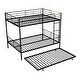 preview thumbnail 12 of 27, Full Metal Bunk Bed with Shelf and Guardrails, Black