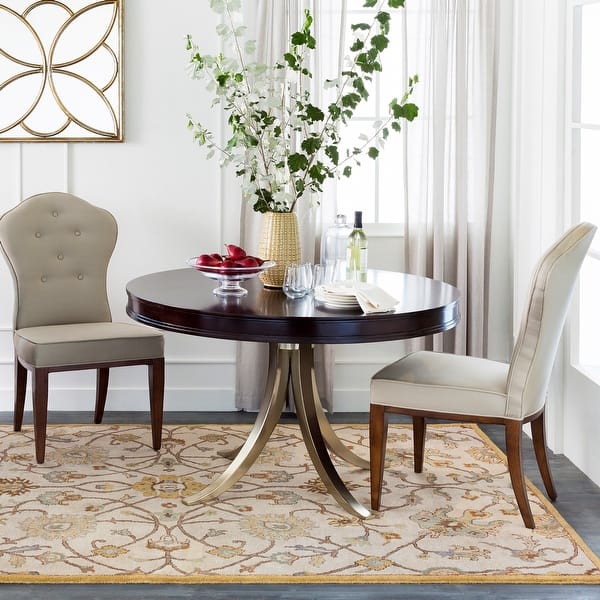 slide 2 of 32, Hand-tufted Trey Traditional Wool Area Rug Beige - 8' Square