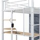 preview thumbnail 11 of 38, Metal & Wood Twin Size Loft Metal Bed with Desk,Power Outlet,LED and Wardrobe