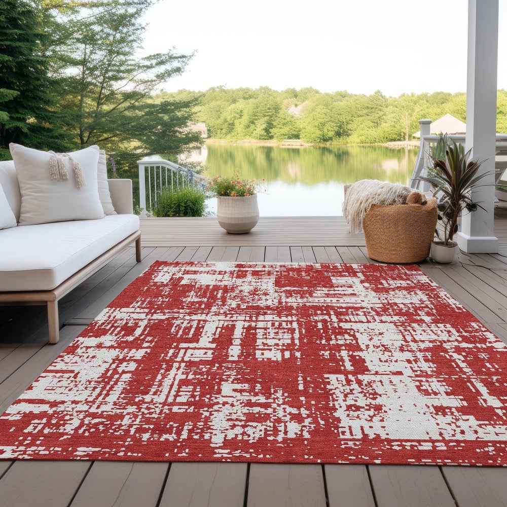 Machine Washable Indoor/ Outdoor Chantille Solid Abstract Rug