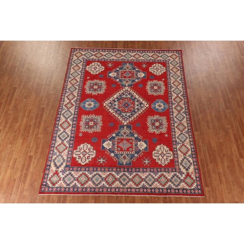 Red Kazak Rug Hand-Knotted Living Room Wool Carpet - 8'3"x 11'0"