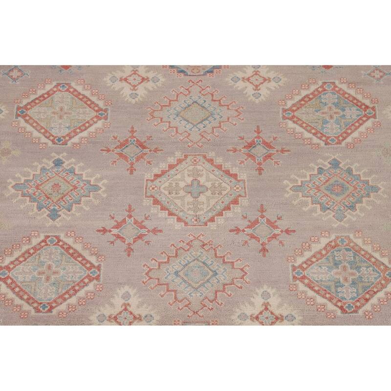 Geometric Kazak Oriental Area Rug Hand-Knotted Home Decor Wool Carpet - 8'1" x 9'10"
