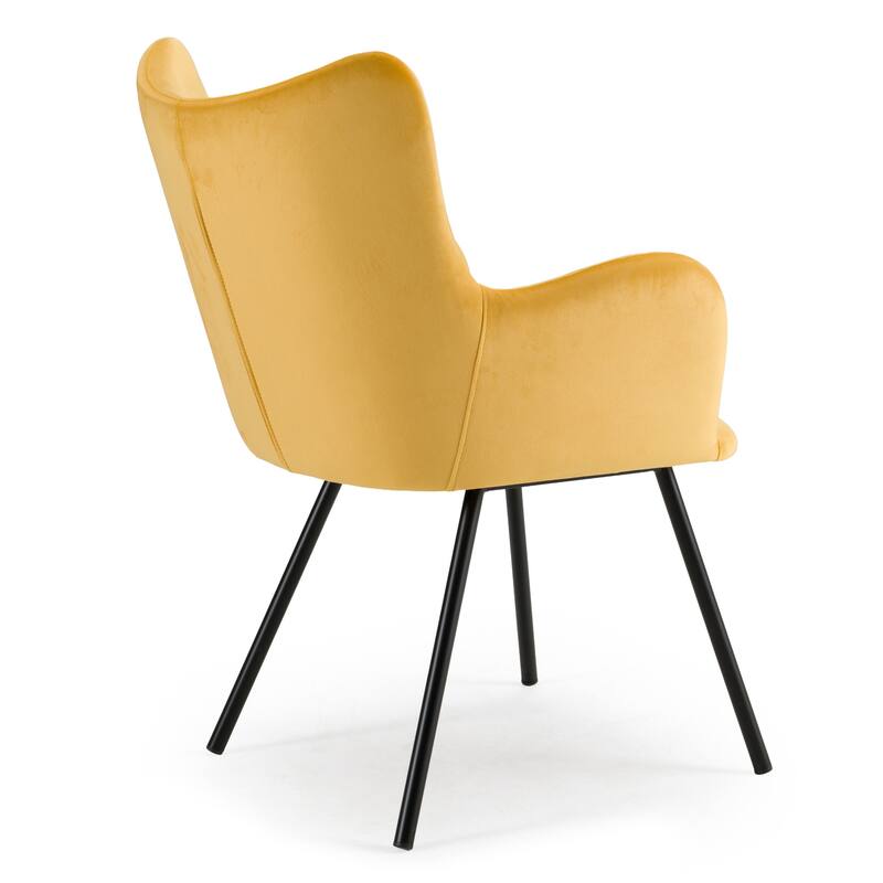 Modrest Barrett Modern Yellow Velvet Dining Chair
