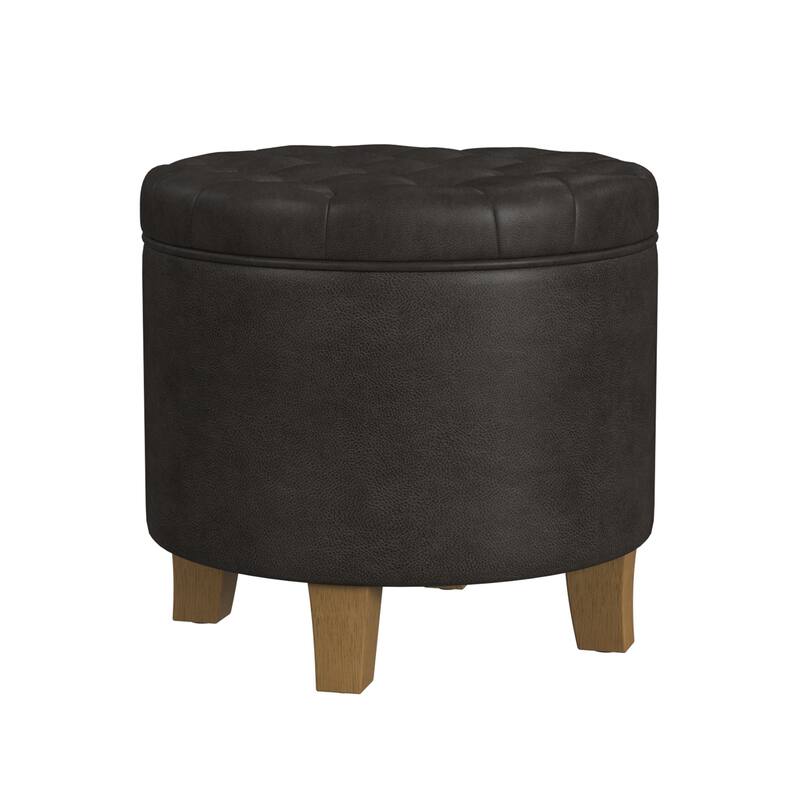 Carson Carrington Hare Button-tufted Round Storage Ottoman