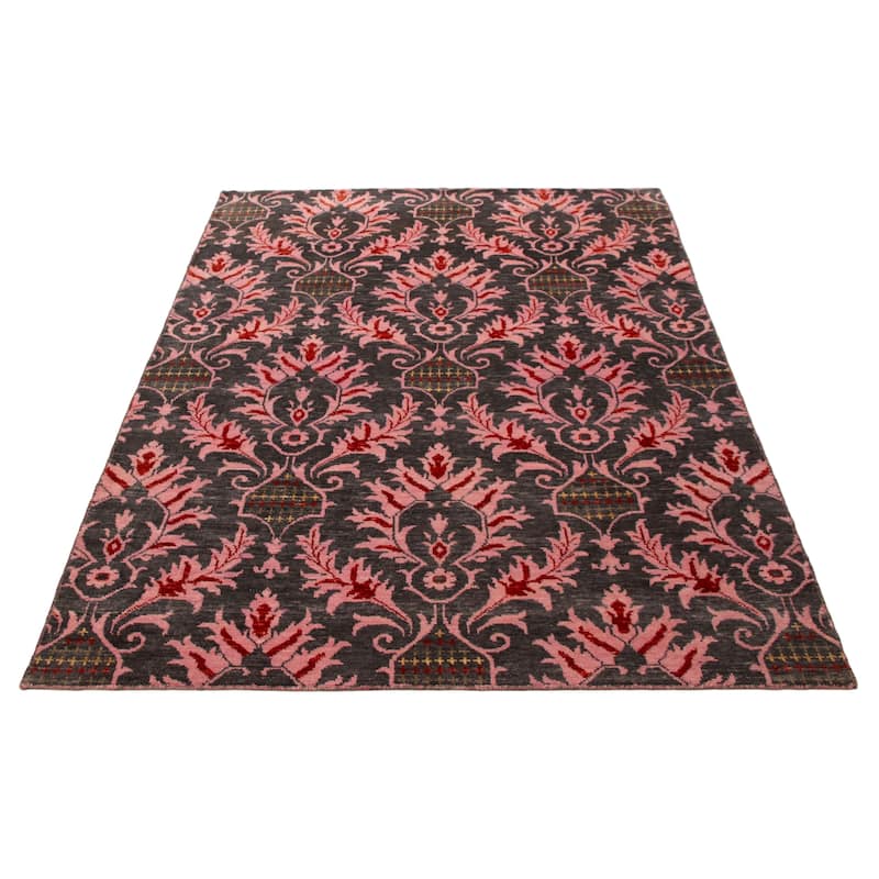 ECARPETGALLERY Hand-knotted Mystique Dark Grey Wool Rug - 6' 5" x 9' 7"