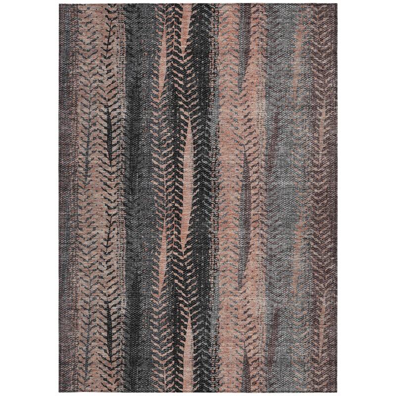 HomeRoots Botanical Leaves Transitional Rectangle Outdoor Rug