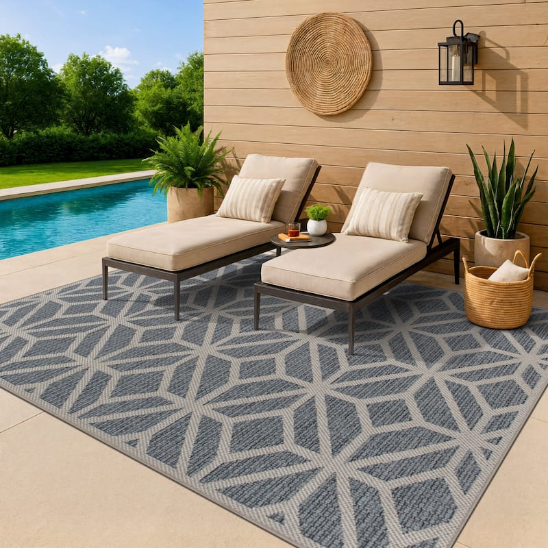 World Rug Gallery Contemporary Floral Indoor/Outdoor Area Rug - 6' 6" X 9'