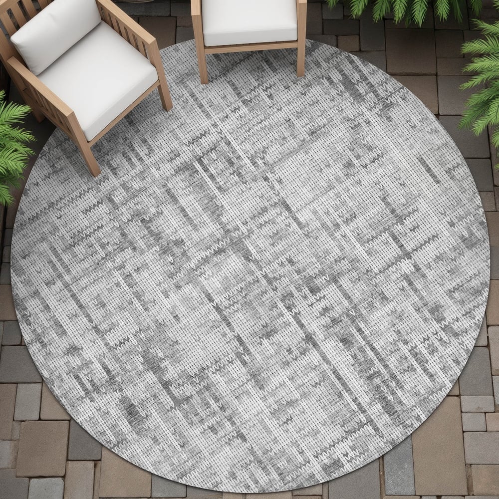 Machine Washable Indoor/Outdoor Modern Crosshatch Chantille Rug