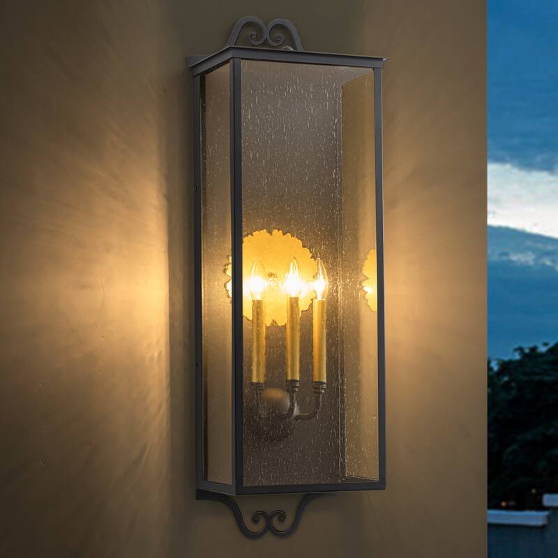 C Cattleya 35 inch Large Outdoor Wall Lantern with Seeded Glass