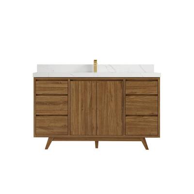 Willow Collections 60 in. W x 22 in. D Madison Teak Single Sink Bathroom Vanity with Countertop