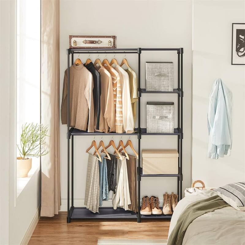 Freestanding Closet Organizer - 44.1"L x 16.9"W x 65"H - 44.1"L x 16.9"W x 65"H - Black