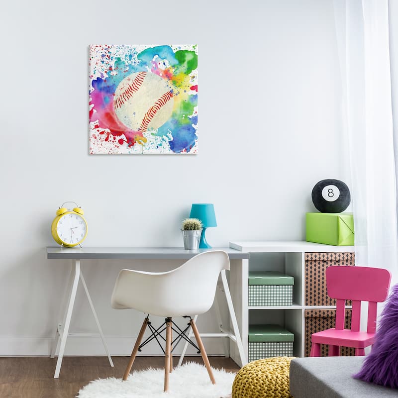 Stupell Colorful Splash Baseball Canvas Wall Art Design By Kim Allen
