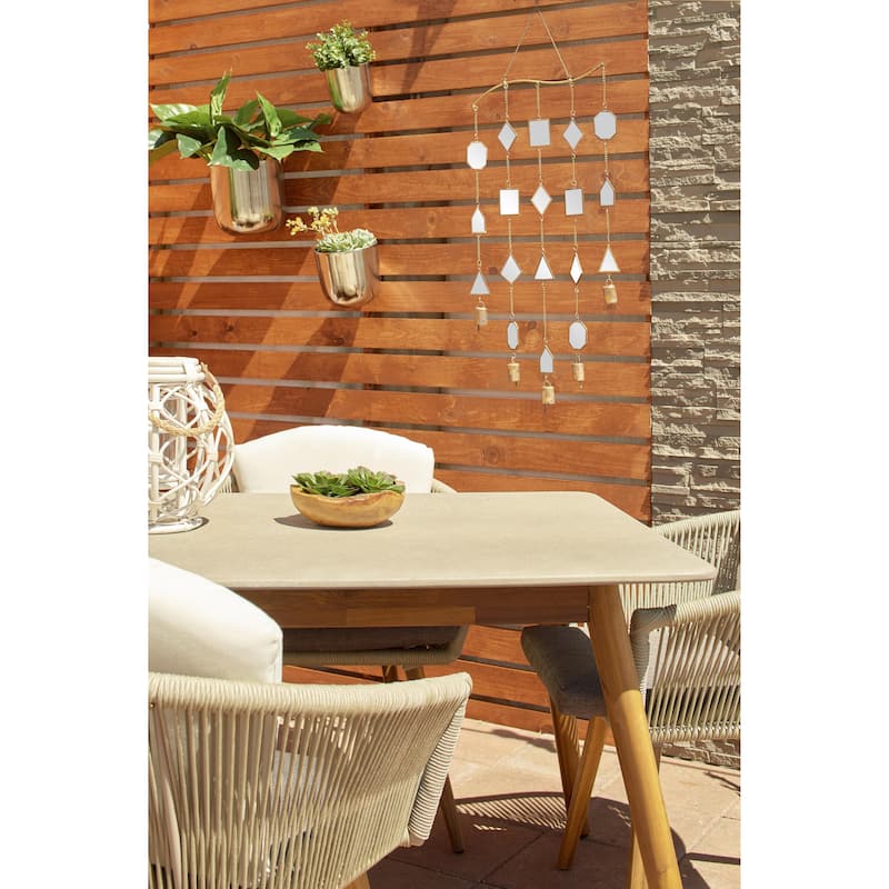 Metal Geometric Windchime with Glass Mirrors and Bells - Brown - Roche River Decor