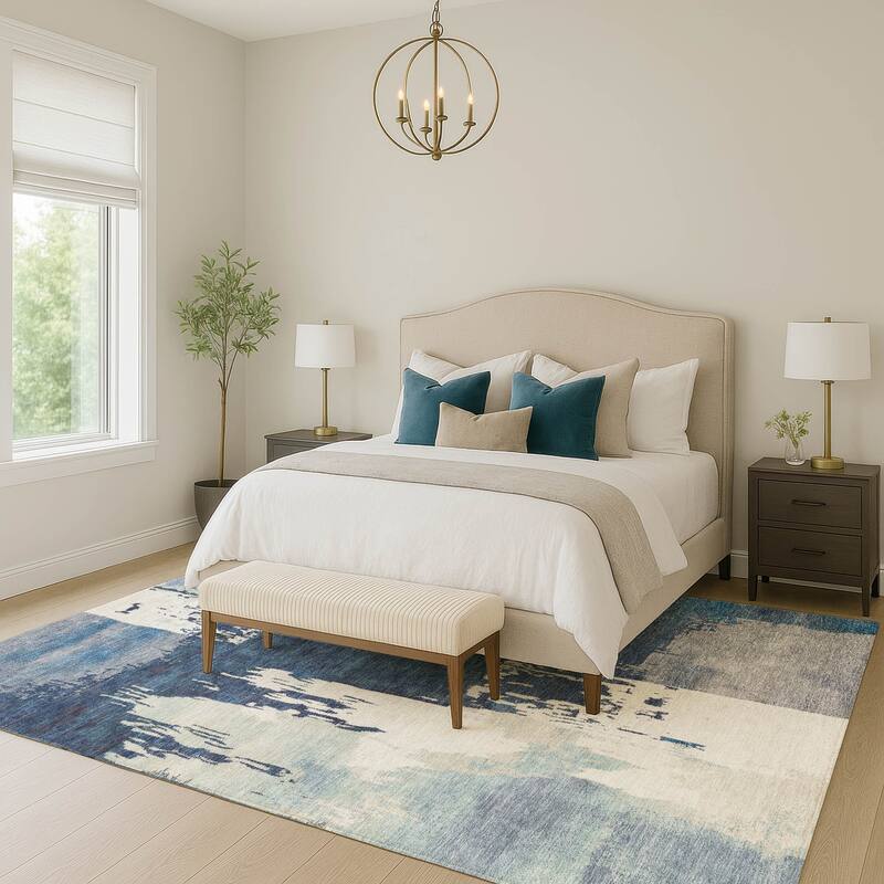 Machine Washable Indoor/ Outdoor Contemporary Fusion Chantille Rug