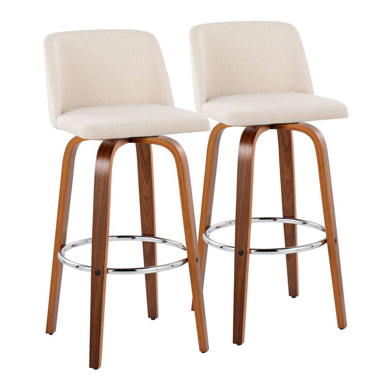 Carson Carrington Vallberga 30" Fixed-Height Bar Stool with Walnut Wood Base (Set of 2)