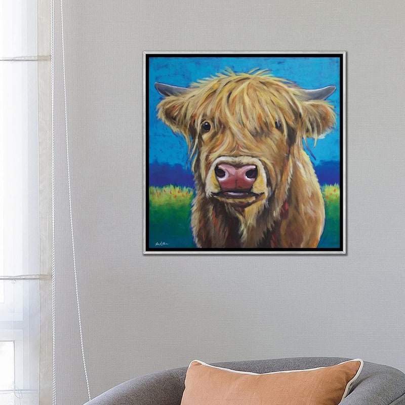 iCanvas "Highland Cow Background" by Hippie Hound Studios Framed