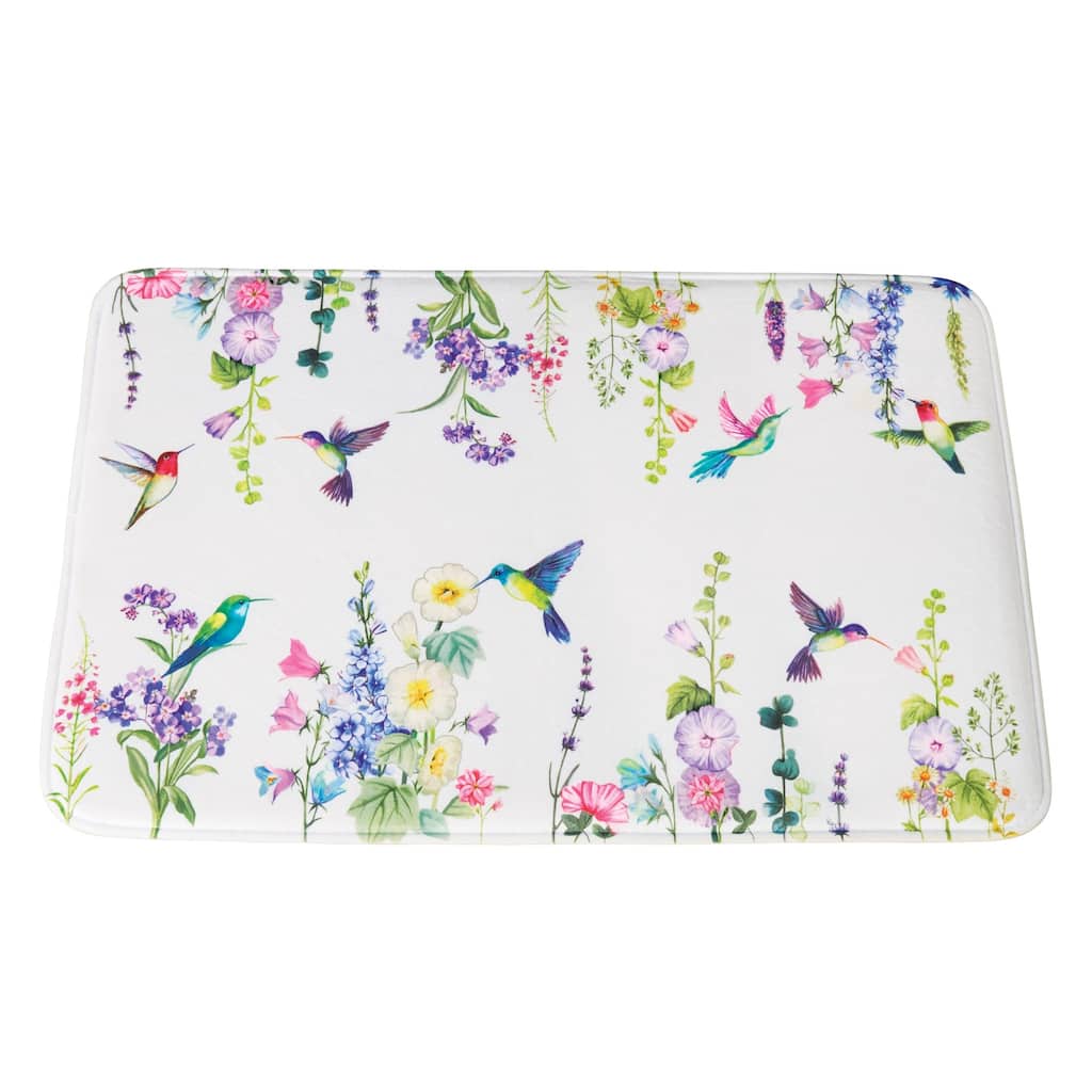 Blossoming Hummingbird Garden Skid-Resistant Foam Bath Mat