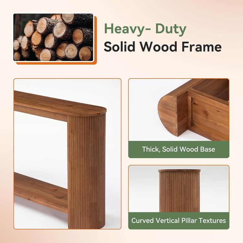 63" Solid Wood Farmhouse 2-Tier Narrow Long Console Table for Entryway - 11.8"D × 63"W × 31.5"H