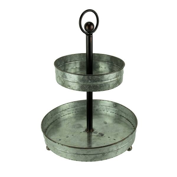 Shop Galvanized Metal Rustic Round 2 Tiered Country Farmhouse Tray