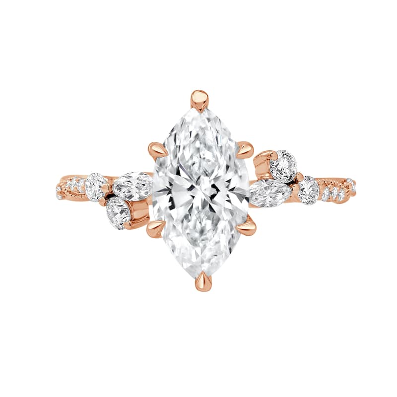 Auriya 14k Gold 5 2/5ctw Nature's Inspired Marquise Diamond Engagement Ring (F-G VS) - Rose - 6.5
