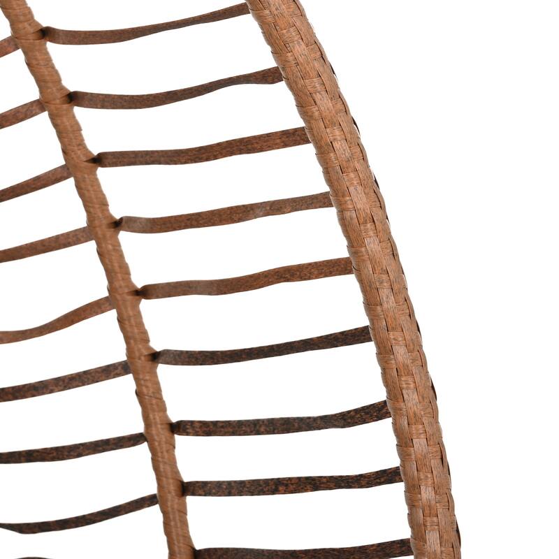 Single Person Folding Egg Chair with Stand, Hanging Egg Chair, Wicker Hammock Swing Chair with Adjustable Anti-Slip Feet