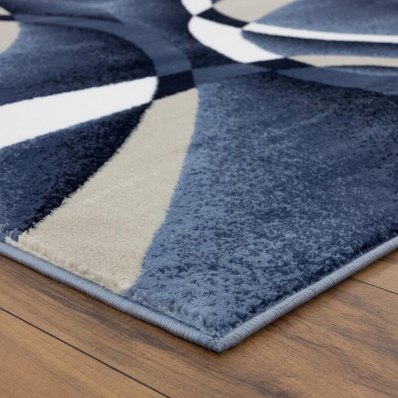 Geometric Abstract Navy Area Rugs for Entryway/Living Room