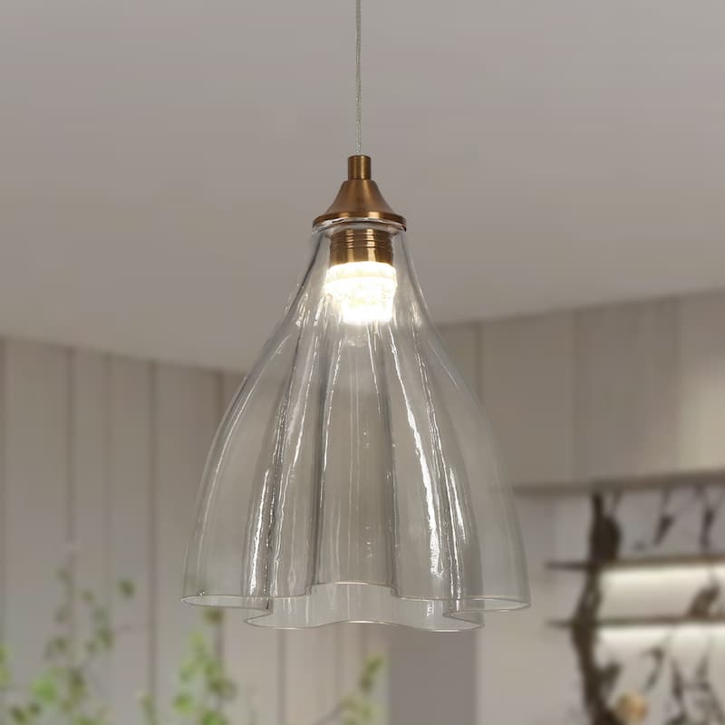 Modern LED 1-Light Pendant Light for Kitchen Island Dining Room - Clear