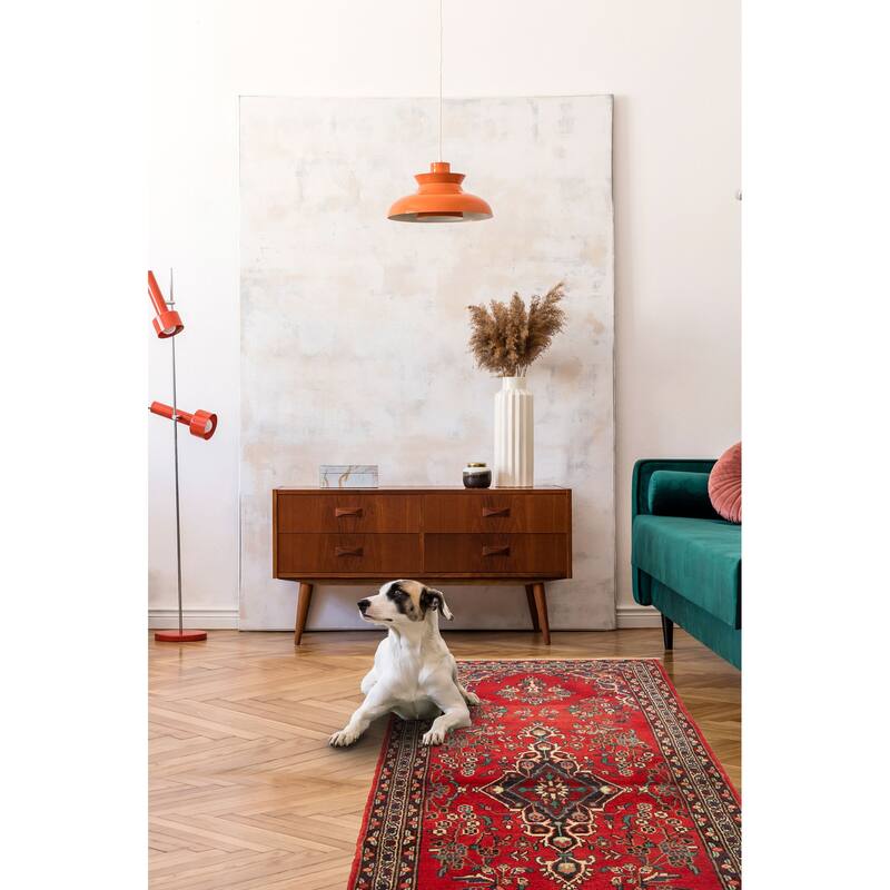 ECARPETGALLERY Hand-knotted Andelz Red Wool Rug - 3'6 x 9'6