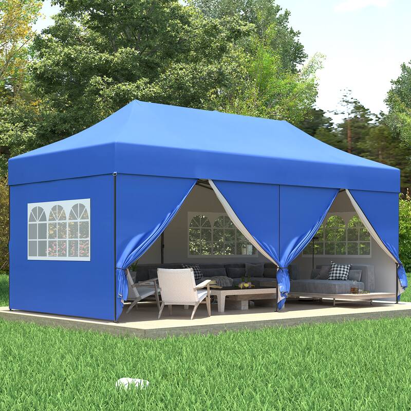 Ainfox 10x20 Heavy Duty Pop up Canopy Tent,Outdoor Shade Instant Folding Event Gazebo with Wheeled Bag