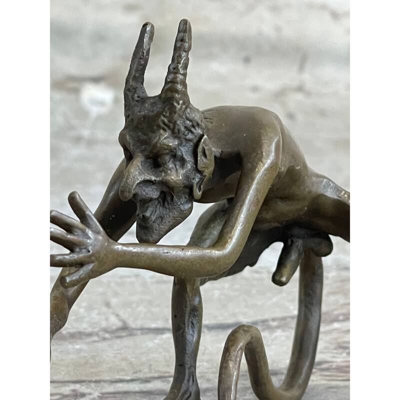 Mythological Greek Satyr Devil Bronze Figurine Sculpture 3.5 Inches X 5.5 Inches