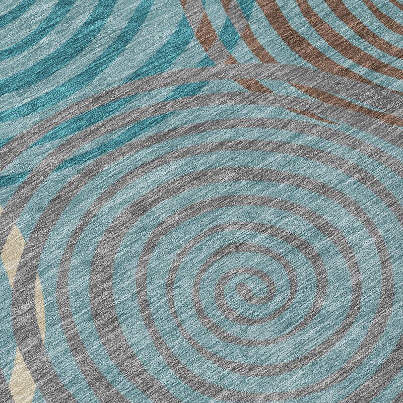 Machine Washable Indoor/ Outdoor Contemporary Swirls Chantille Rug