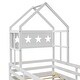 preview thumbnail 9 of 10, Wood Twin Size House Platform Bed with Guardrail and Under-Bed Drawer in White