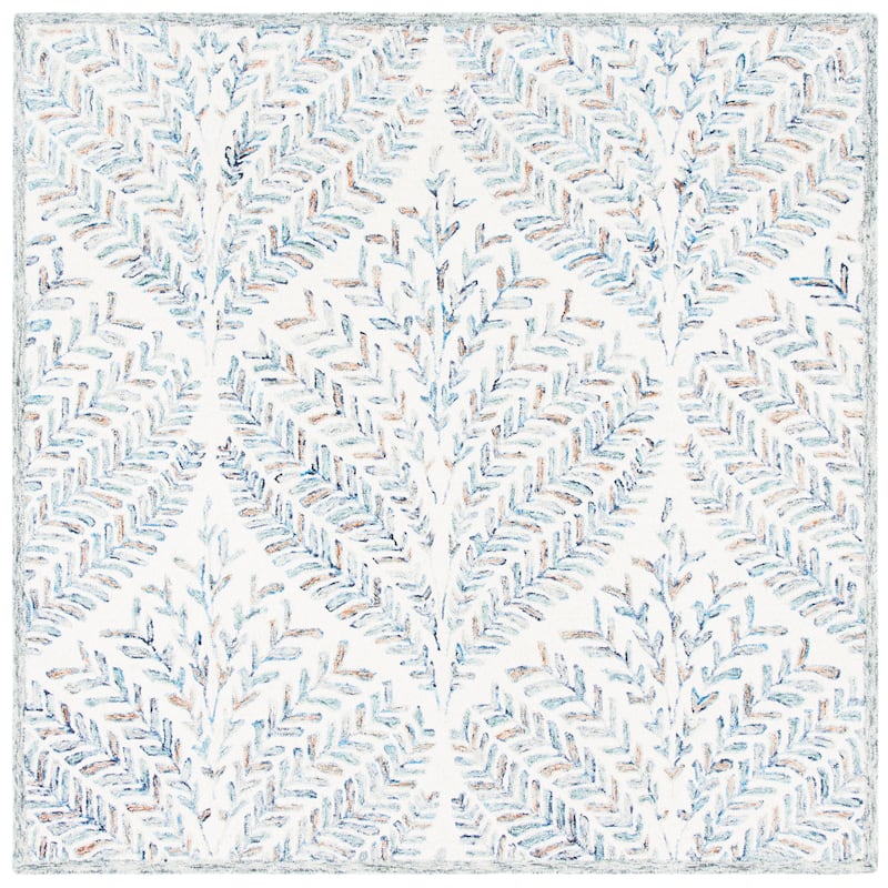 SAFAVIEH Handmade Capri Ilianka Wool Rug - 7' Square - Ivory/Blue - Square