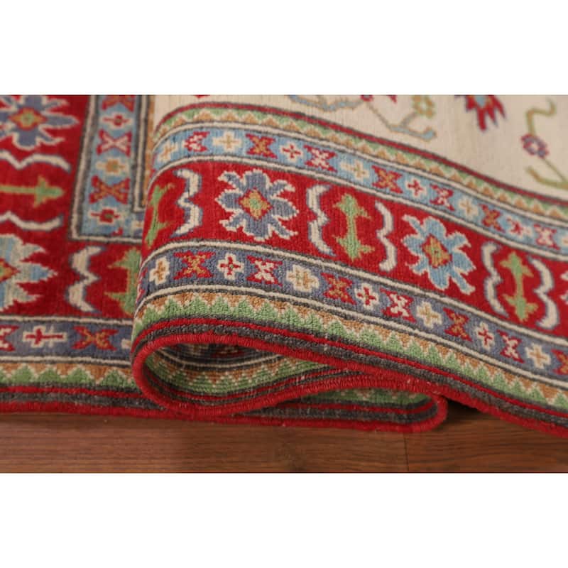 Kazak Foyer Rug Handmade Traditional Beige Wool Carpet - 3'7" x 4'8"