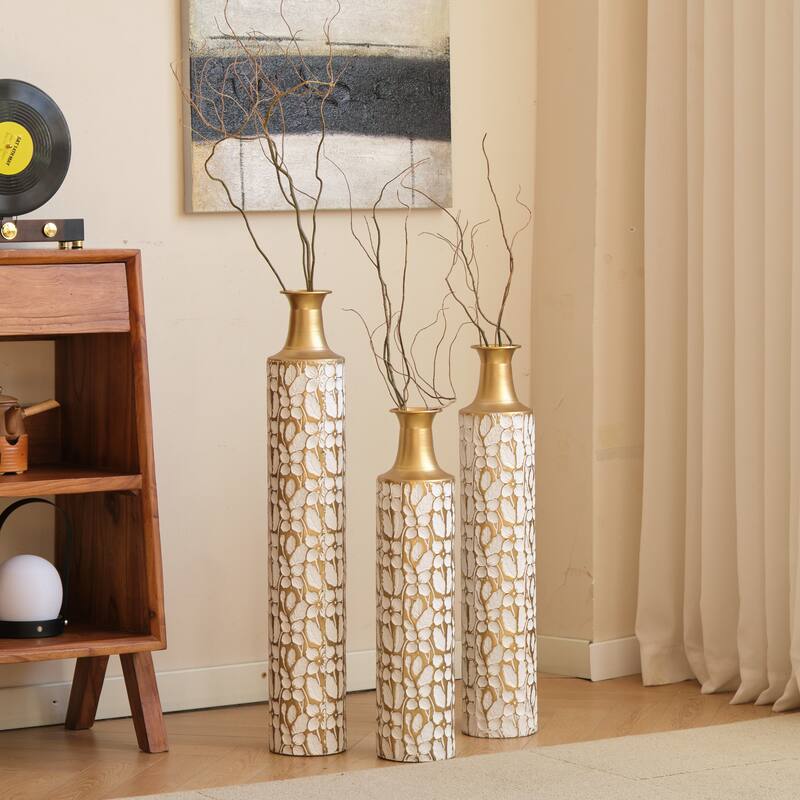 Hand-Woven PVC Rattan Floor Vase