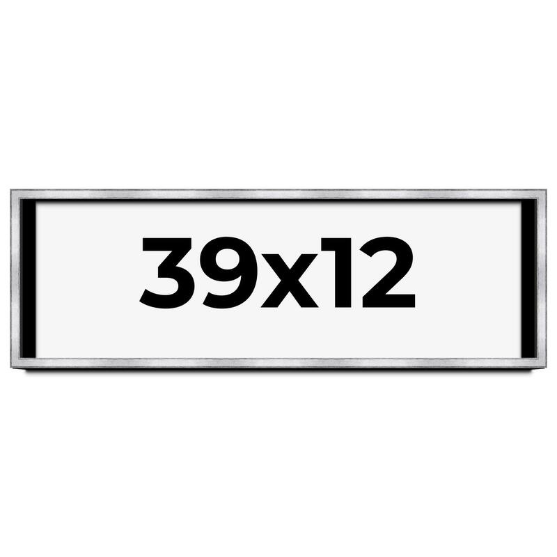 39x12 Shadow Box Frame Silver | 1.375 Inches Deep Real Wood