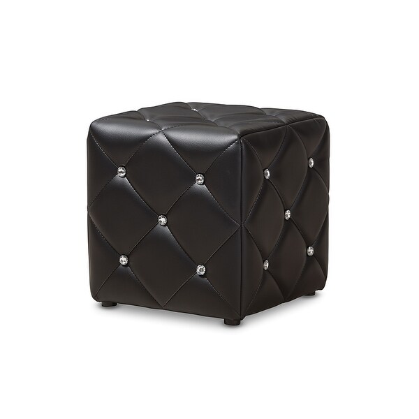Kayden Black Faux Leather Upholstered Ottoman