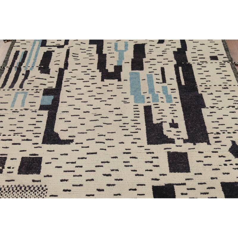 Moroccan Abstract Rug Hand-Knotted Wool Carpet - 7'8"x 10'3"