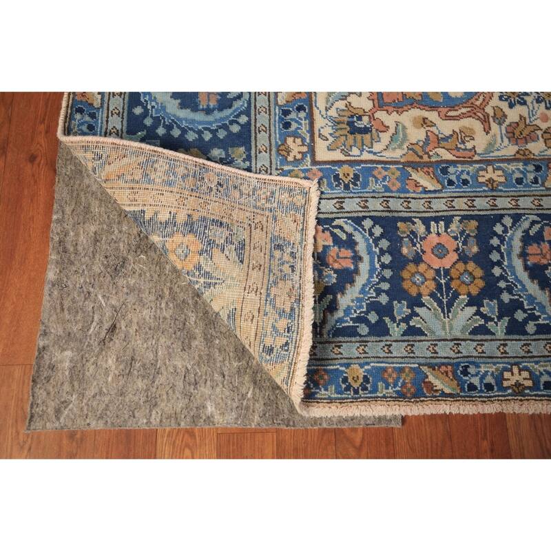 Grey Tabriz Persian Vintage Area Rug Hand-Knotted Bedroom Wool Carpet - 7'10" x 11'0"
