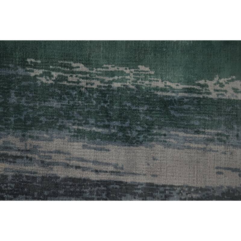 Hand Knotted Oriental Viscose Silk Carpet Modern Pictorial Multi-Colored Abstract Area Rug - 7' 8'' X 5' 7''