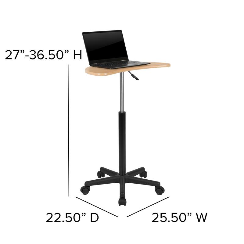 Sit to Stand Mobile Laptop Computer Desk - Portable Rolling Standing Desk