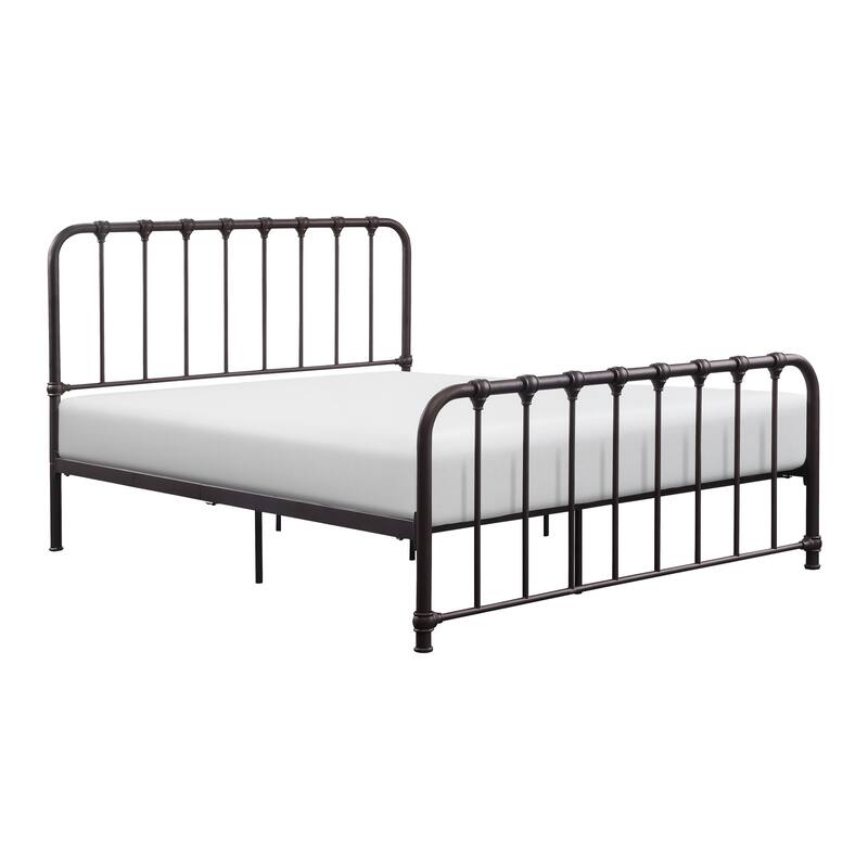 Bethany Metal Twin Bed with Orange Finish, Platform Frame, No Box Spring Required, Bed in a Box