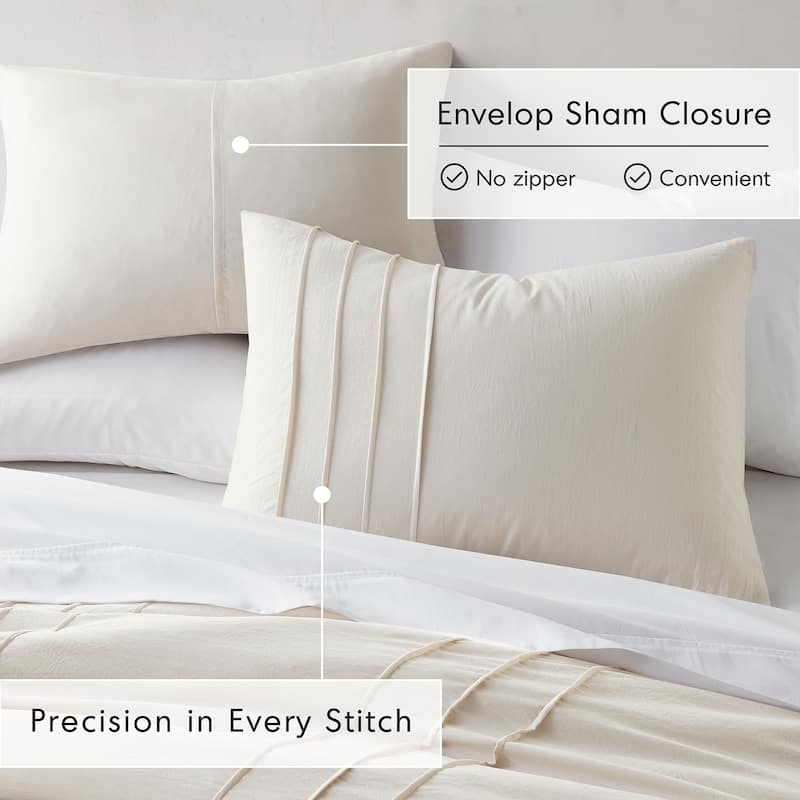 Chelsea Square Evans Pinch Pleated Soft Washed Boho Duvet Cover Set